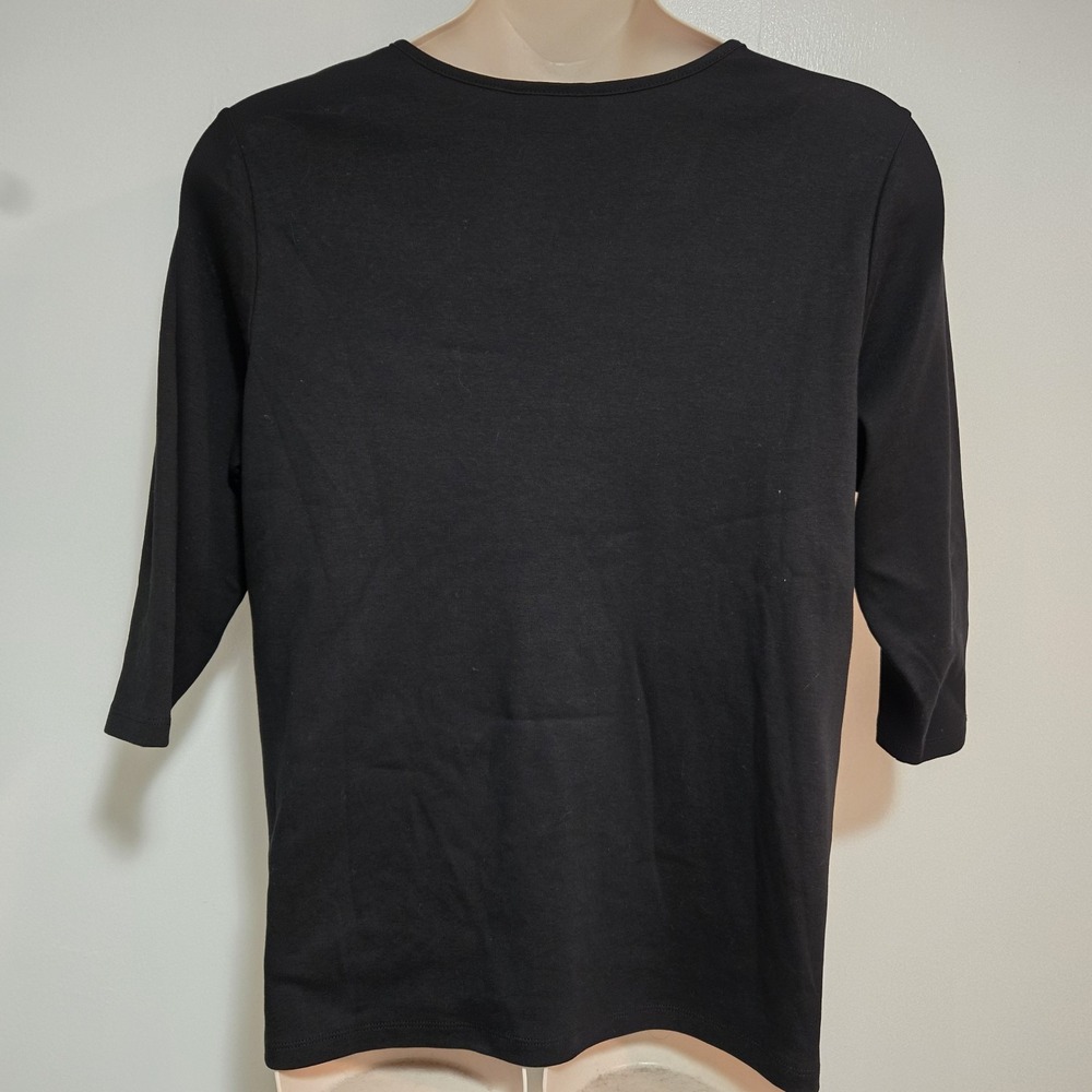 Quacker Factory All is Bright Holiday Bling 3/4 Sleeve T Shirt‎ Black Holiday XL - Picture 5 of 8